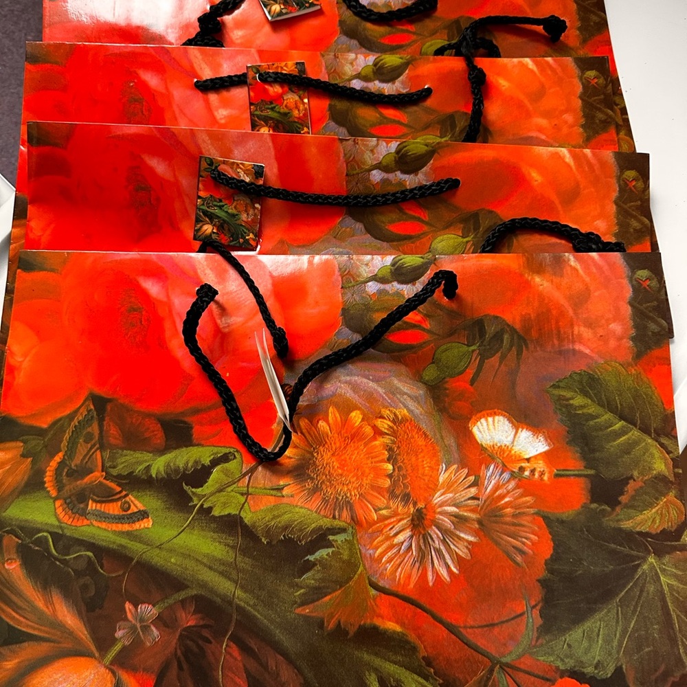 Floral Gift Bags with Black Handles